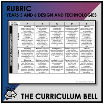Preview of RUBRIC | AUSTRALIAN CURRICULUM | YEARS 5 AND 6 DESIGN AND TECHNOLOGIES