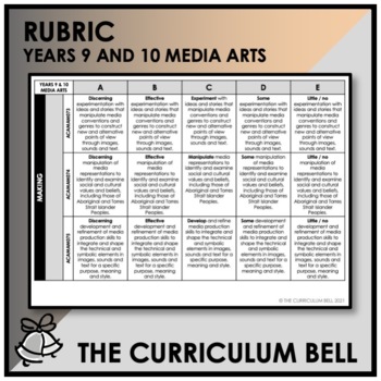 Preview of RUBRIC | AUSTRALIAN CURRICULUM | YEARS 9 AND 10 MEDIA ARTS