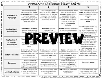 Preview of RUBRIC (Overcoming Challenges Writing Responses/Essays)