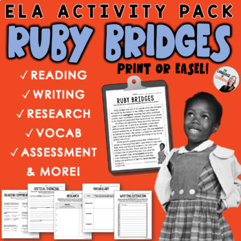 Preview of RUBY BRIDGES: ELA Activity Pack Reading + Writing + Research Black History Month