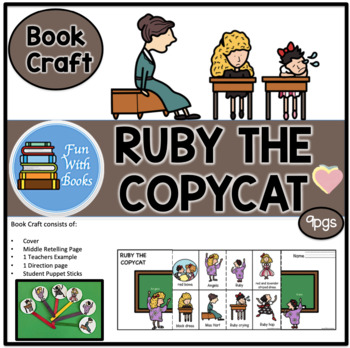 Preview of RUBY THE COPYCAT BOOK CRAFT & STUDENT  PUPPET STICKS