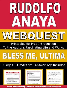 Preview of RUDOLFO ANAYA Webquest | Worksheets | Printables