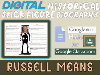 Preview of RUSSELL MEANS Digital Historical Stick Figure Biographies  (MINI BIO)