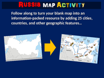 Preview of RUSSIA Map Activity - fun, engaging, follow-along 20-slide PPT