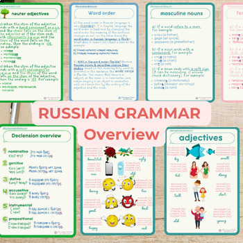 Preview of RUSSIAN GRAMMAR Overview | Russian Language BASICS Bundle flashcards