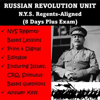 Preview of RUSSIAN REVOLUTION UNIT: 8 DAYS + Exam. NYS Regents-Based Lessons, Editable