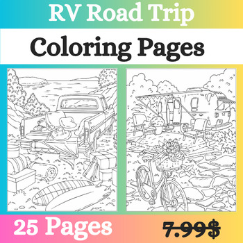 Preview of RV Road Trip Coloring Pages   | summer coloring pages multiplication