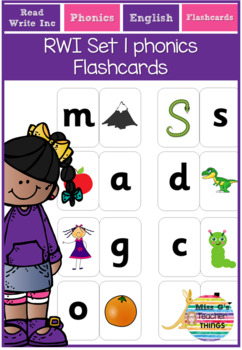 Preview of RWI Set 1 phonics Flashcards - printable colour pictures