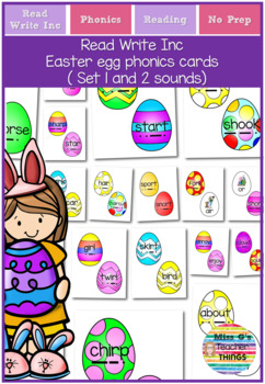 Preview of RWI set 1 and set 2 phonics sounds: Easter egg hunt card game