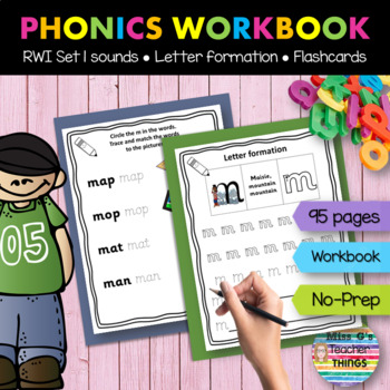 Preview of RWI Set 1 Workbook: A Complete Phonics Resource with 111 worksheets & flashcards