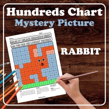 Preview of Rabbit Animal Farm Hundreds Chart Mystery Pictures Color by Number Place Value