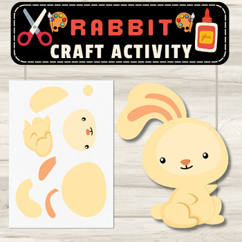 Preview of Rabbit Craft Cut & Paste Activity: Back To School Craft Activities for Toddlers