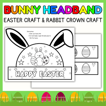 Preview of Rabbit Crown Craft Coloring l Happy Easter Bunny Hat l Spring Headband activity