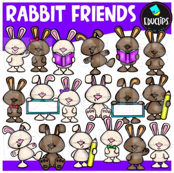 Preview of Rabbit Friends Clip Art Set {Educlips Clipart}
