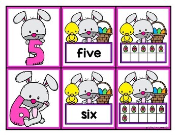 Rabbit Number Matching Cards 0-10 including number, word form & ten frames