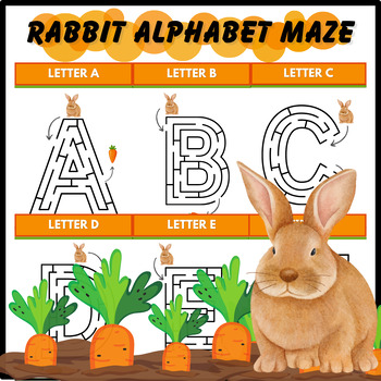 Preview of Rabbit Playful Alphabet Maze Book | Worksheets for kids