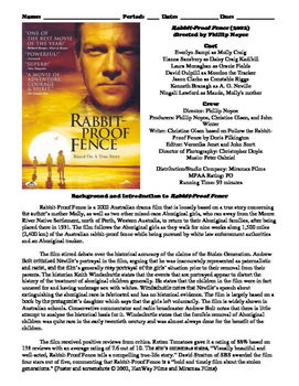 Preview of Rabbit-Proof Fence Film (2002) Study Guide Movie Packet