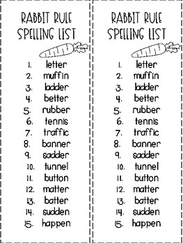 rabbit rule spelling unit by phoebe nye teachers pay