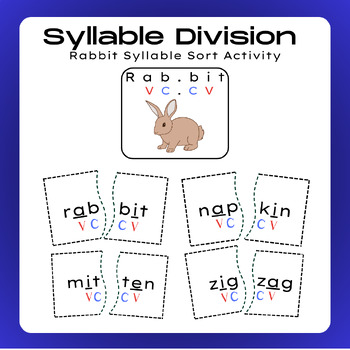 Preview of Rabbit Syllable Division Sort - Task Card Sort Activity - OG/SOR Aligned