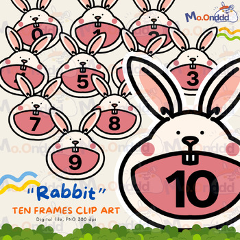 Preview of Rabbit Ten frame template, Rabbit Ten frame clipart