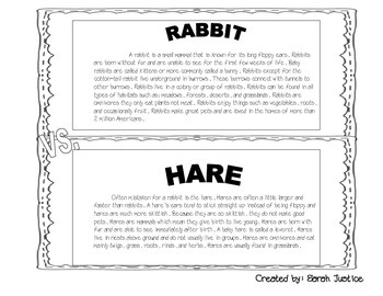 Preview of Rabbit Vs. Hare Compare and Contrast Activity ( Great for Easter)