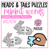 Rabbit Words VC/CV Syllable Division Puzzles - Heads and Tails