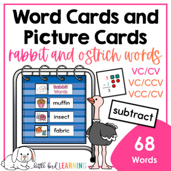 Preview of Rabbit Words (VC-CV) and Ostrich Words (VCCCV) - Word Cards and Picture Cards