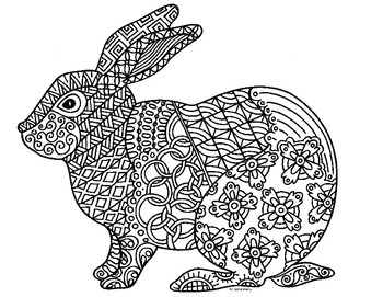 Preview of Rabbit Zentangle Coloring Page: 2023 Chinese Lunar New Year