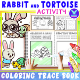 Rabbit and Tortoise Coloring Tracing Writing Activities Pa