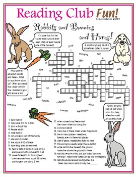 Rabbits Bunnies and Hares (Spring or Easter) Crossword Puzzle TPT