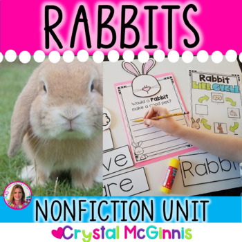Preview of Rabbits Nonfiction Unit | Life Cycle, Real Pics, Writing, Pocket Chart | Easter