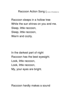 Preview of Raccoon Action Song