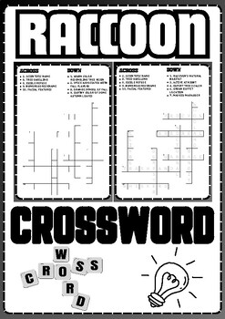 Raccoon CrossWord Puzzle No prep Activity Worksheets Morning Work by