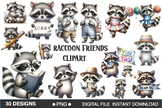 Raccoon Friends Clip Art School