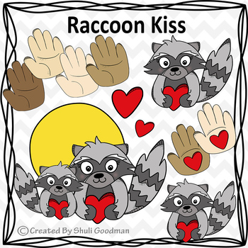 Preview of Raccoon Kiss clip art - kissing Hand