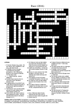 Race (2016) Crossword Puzzle by M Walsh TPT