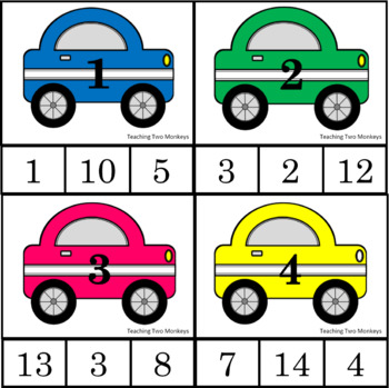 Race Car Clip Cards Numbers 1-20 by Teaching Two Monkeys | TpT