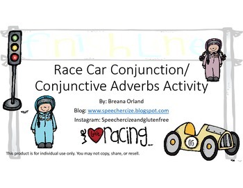 Preview of Race Car Conjunctions and Conjunctive Adverbs