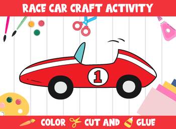 Preview of Race Car Craft Activity - Color, Cut, and Glue for PreK to 2nd Grade, PDF File