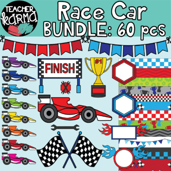 Preview of Race Car, Track & Racing Clipart BUNDLE