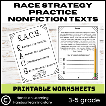 Preview of Race Strategy Practice Worksheets Nonfiction