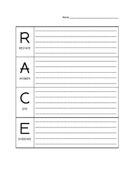 Preview of Race Strategy Response Sheets