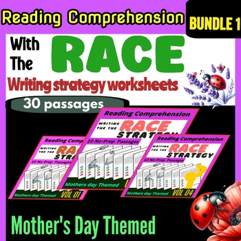 Preview of Race Writing Strategy worksheets mother's Day reading comprehension BUNDLE