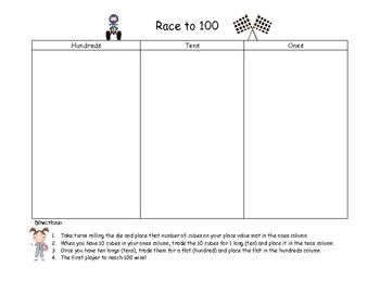 2.NBT.1 Race to 0 and Race to 100 Place Value Math Stations and Math ...