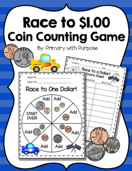 Preview of Counting Coins Game: Race to a Dollar!