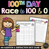 100th Day of School Math Activity Race to 100 and Race to 