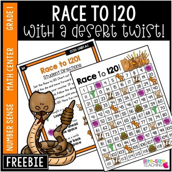 Preview of Number Sense Math Center FREEBIE: Race to 120 With a Desert Twist!