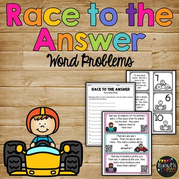 Preview of Word Problems Matching Game Addition and Subtraction First Grade Scoot QR Codes