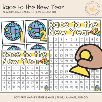 Preview of Race to the New Year | Race to 10, 20, 50, 100 | Number Chart PreK Kinder Math