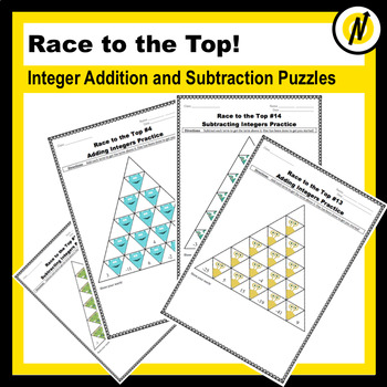 Preview of 18 Unique Race to the Top Integer Addition and Subtraction Puzzles